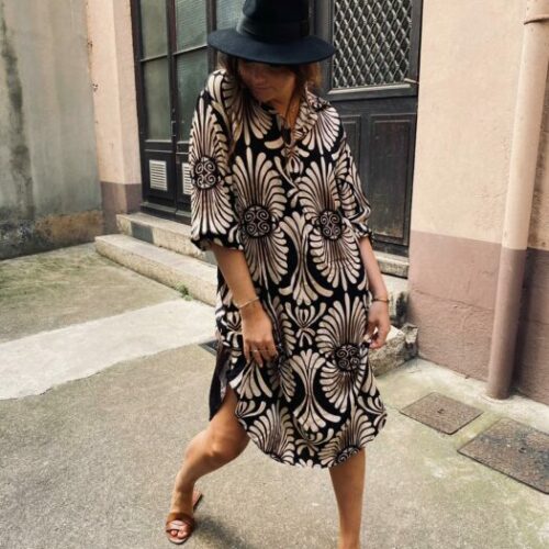 Robe imprimée satiné skull dos