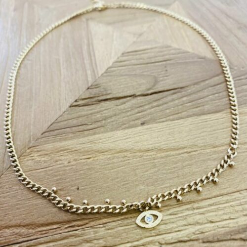 Collier ras cou doré œil