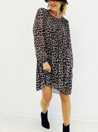Robe plissée léopard