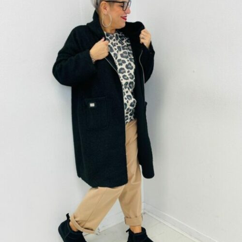 Veste SANDRE laine bouillie capuche