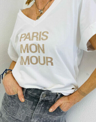 Tee-shirt blanc PARIS MON AMOUR