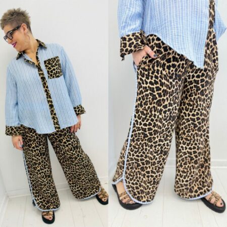 Pantalon fauve bleu ciel