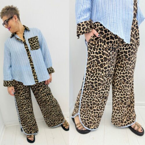 Pantalon fauve bleu ciel