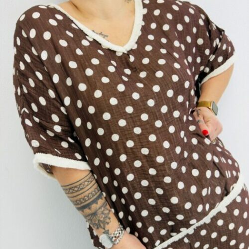 Blouse TINA marron pois
