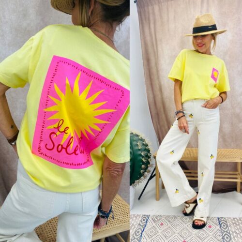 Tee-shirt col rond LE SOLEIL jaune