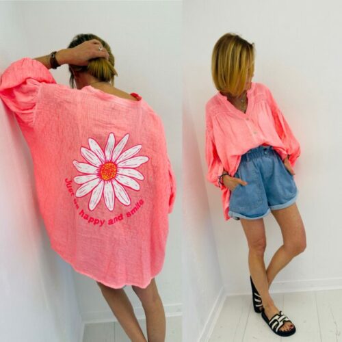Chemise MARGUERITE corail fluo