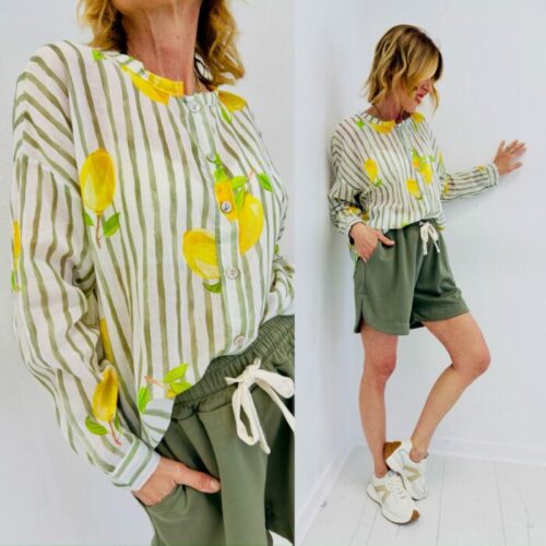 Chemise rayée kaki CITRON