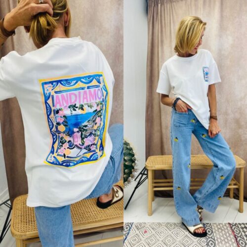 Tee-shirt col rond ANDIAMO blanc