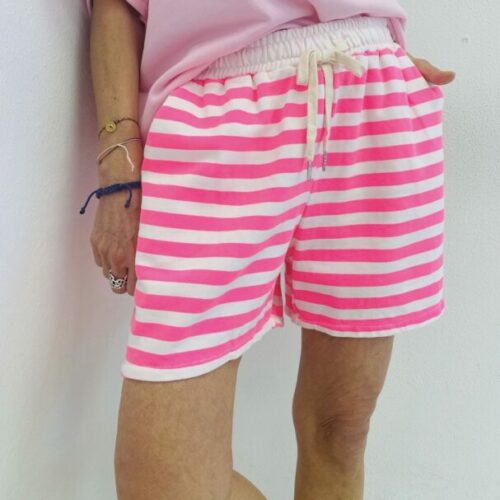 Short rayé rose fluo