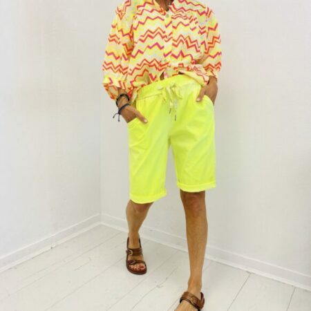 Blouse ANGEL rose et jaune fluo