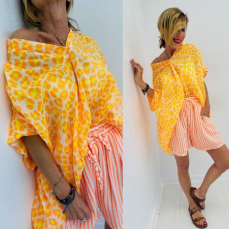 Blouse SOPHIA imprimée léopard orange