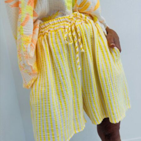 Short rayé jaune