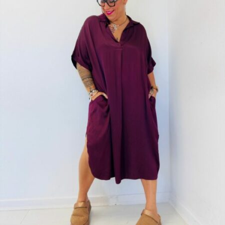 Robe ERIKA satinée bordeaux