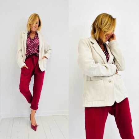 Veste LOUISA velours blanc cassé