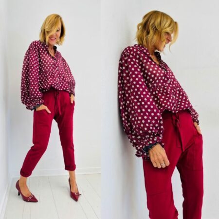 Blouse AGATHA bordeaux à pois