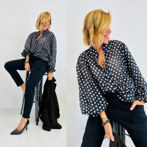 Blouse AGATHA noir à pois