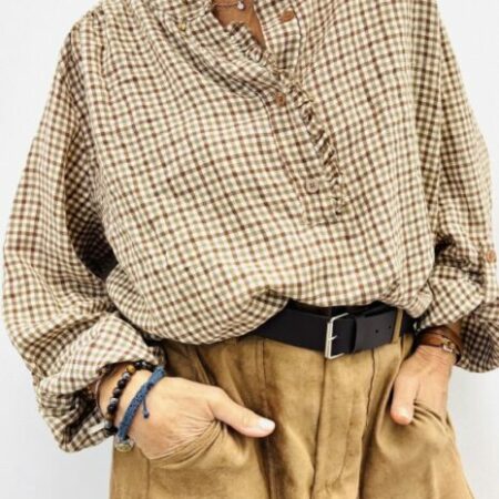 Blouse carreaux camel