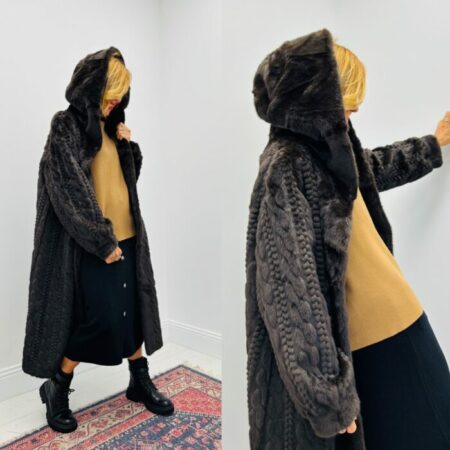 Manteau fausse fourrure marron