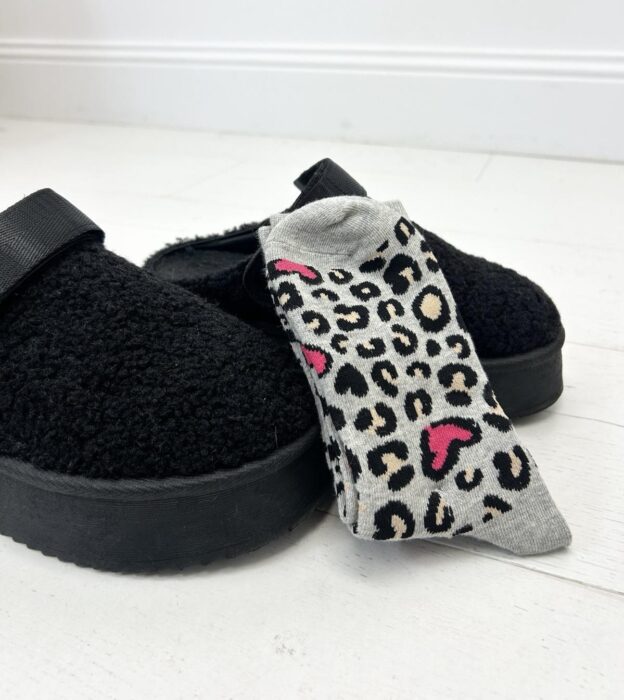 Chaussettes léopard coeur