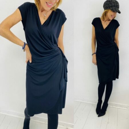 Robe BETTY cache-coeur noir pailleté