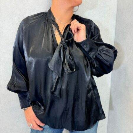 Blouse DEBBY noir satinée