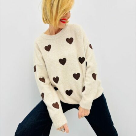 Pull petit COEUR marron