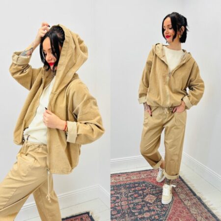 Veste velours capuche