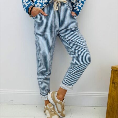 Pantalon DENNIS rayé bleu