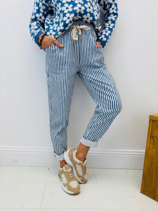 Pantalon DENNIS rayé bleu