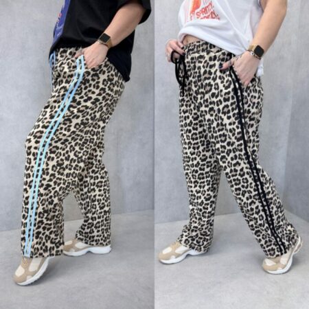 Pantalon léopard bande coté