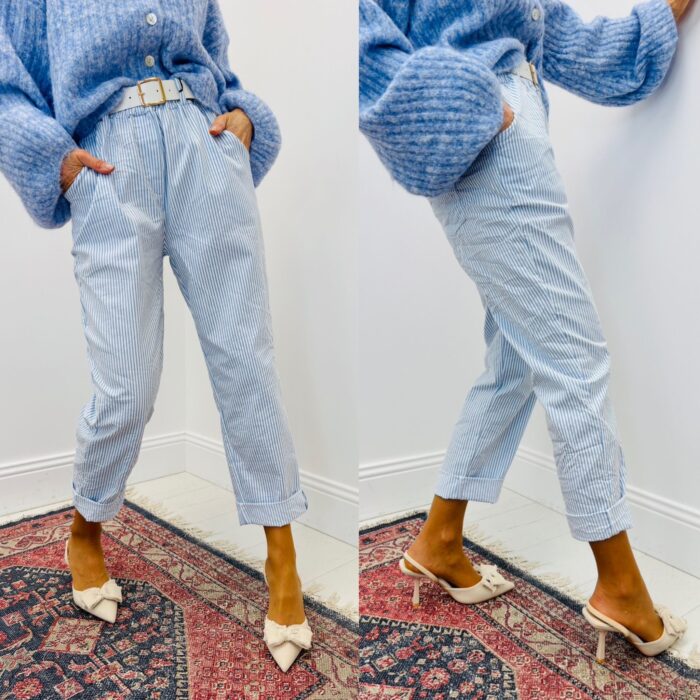 Pantalon GAETAN rayé bleu