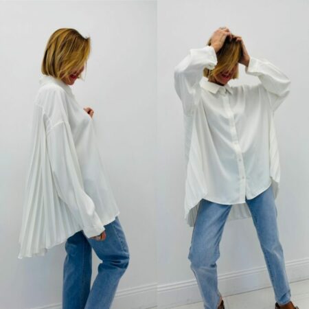 Chemise DAYANA blanche plissée