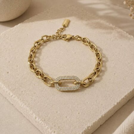 Bracelet maillons et zirconium en acier inoxydable