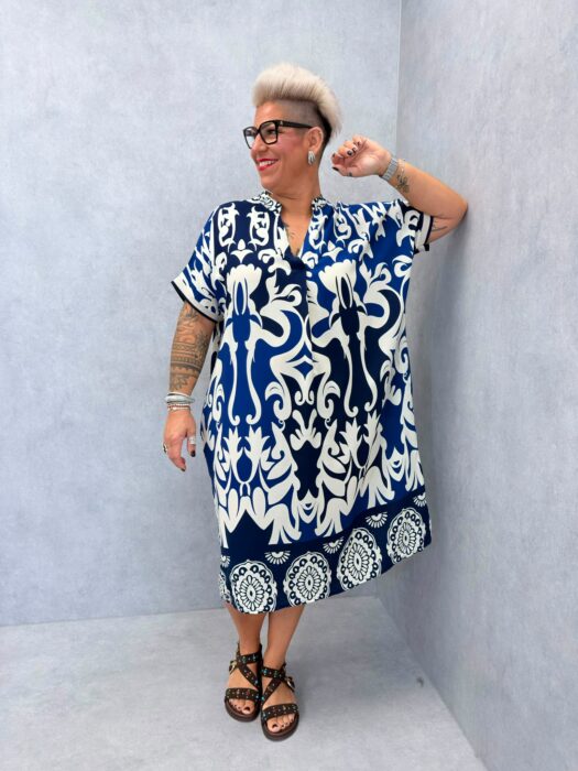 Robe MAYA imprimé marine