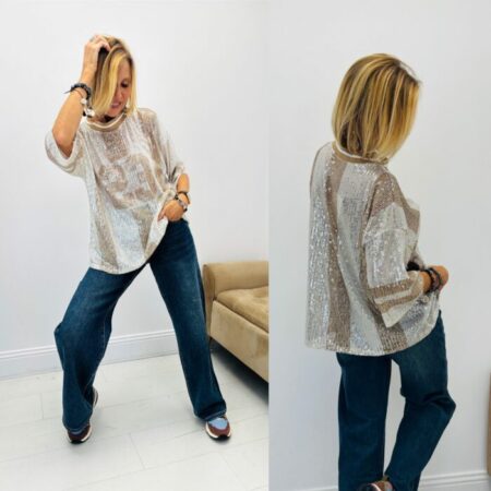 Tee-shirt sequin 23 beige