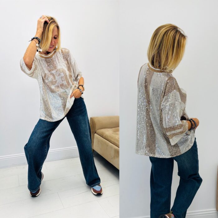 Tee-shirt sequin 23 beige
